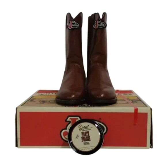 NWT Justin Boots 3404 Leather Roper Boots W/ A Bonus Surprise 10A! CONSIGNMENT! - Picture 2 of 15